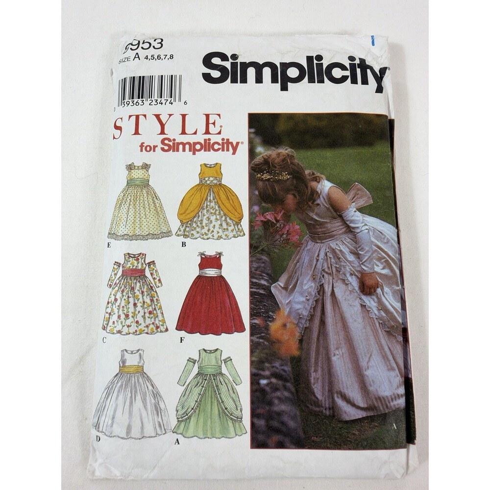 Simplicity Pattern 8953 Girls Maxi Dress Party Wedding Princess 4-8 Cut